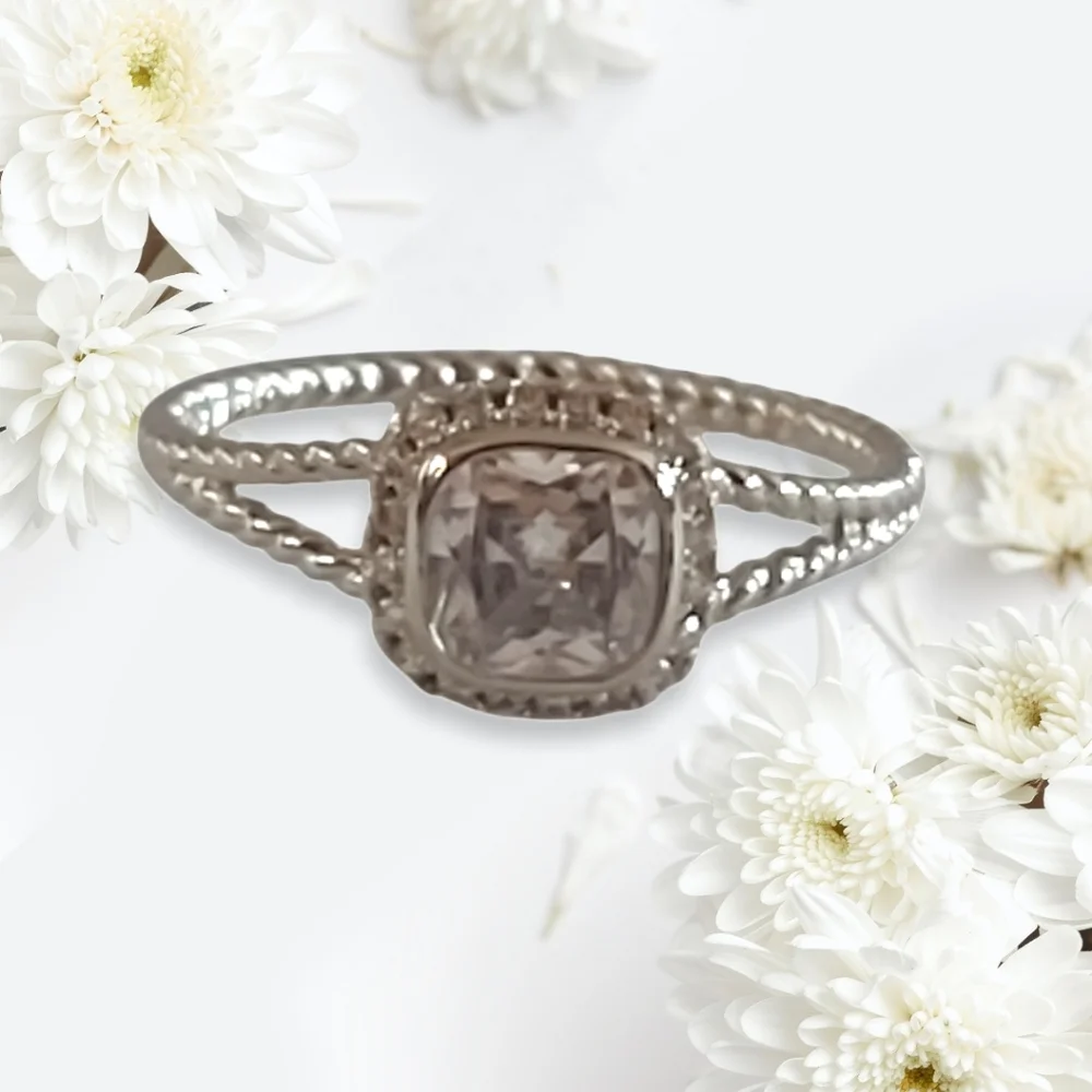 Charmed Aroma Rhodium Plated Rope Ring - Picture 1 of 8